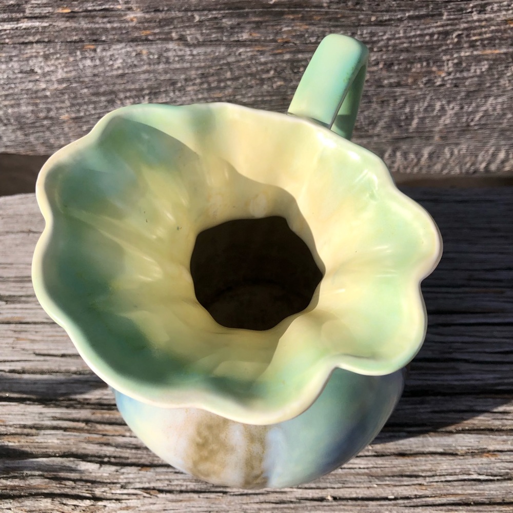 Vintage Sylvac made in England Pitcher Jug drip glaze Art deco style green blue💙 - Picture 7 of 11